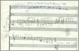 Finney, Ross Lee. (1906-1997) Autograph Musical Sketch from his unfinished opera, "Computer Marriage."