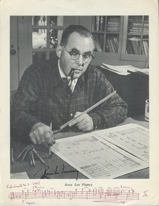 Finney, Ross Lee. (1906–1997) Signed Photograph with Autograph Musical Quotation