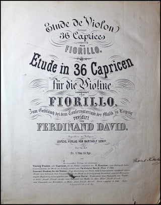 Fiorillo, Federigo. (1755-1824)  Etude Pour Le Violon Formant 36 Caprices...revidirt von FERDINAND DAVID