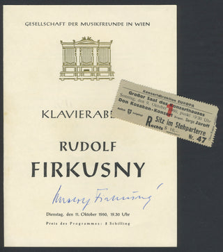 Firkušný, Rudolf. (1912–1994) Signed Program