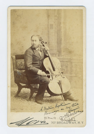 Fischer, Adolph. (1847–1891) [Hopkinson, Oliver P. (1812-1905)] [Lalo, Edouard. (1823–1892)] Signed Photograph to Mrs. Oliver Hopkinson