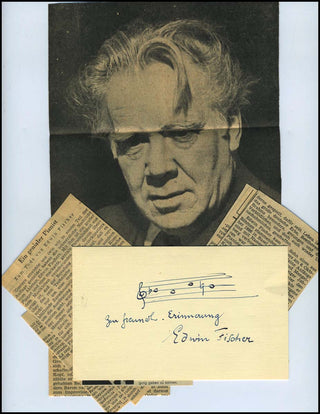 Fischer, Edwin. (1886-1960) Autograph Musical Quotation - "B-A-C-H."