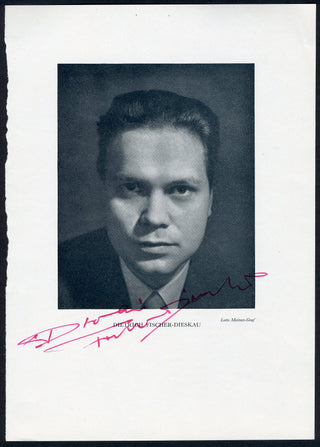 Fischer-Dieskau, Dietrich. (1925–2012) Signed Program Photograph