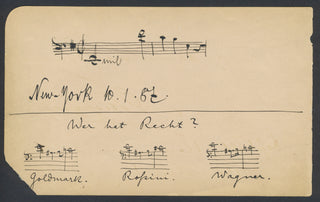 Fischer, Emil. (1838–1914) & Mather, Margaret. (1859–1958) Musical Signature with Three Musical Quotations