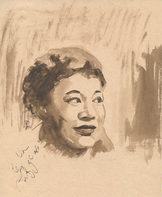 Fitzgerald, Ella. (1917–1996) [Buda, Janos. (1919-2005)] Signed Original Portrait Drawing, 1955