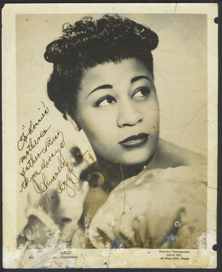 Fitzgerald, Ella. (1917–1996) Signed Photograph to the parents of her pianist, Lonnie Simmons