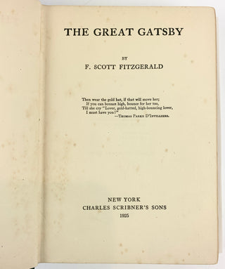 Fitzgerald, F. Scott. (1896–1940) The Great Gatsby - FIRST EDITION