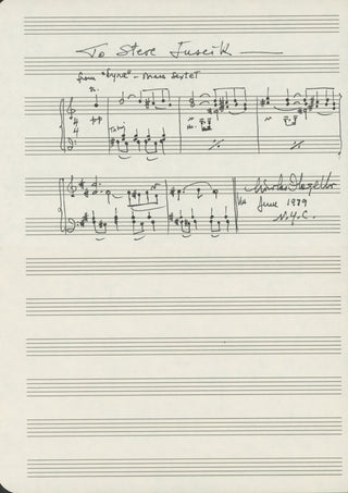 Flagello, Nicolas. (1928–1994) "Lyra" - Autograph Musical Quotation Signed