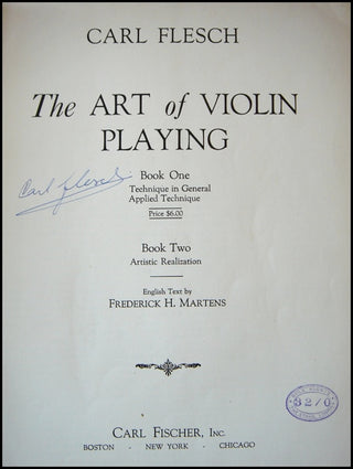 Flesch, Carl. (1873 - 1944) The Art of Violin Playing, SIGNED