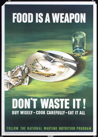 [Propaganda] "Food Is a Weapon - Don't Waste It!" - World War II Poster