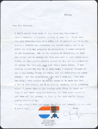 Ford Coppola, Francis. (b. 1939) Typed Letter Signed about "You're a Big Boy Now"