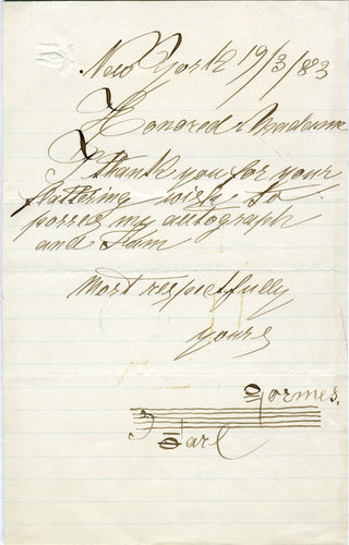 Formes, Karl. (1815-1889) Autograph Musical Signature