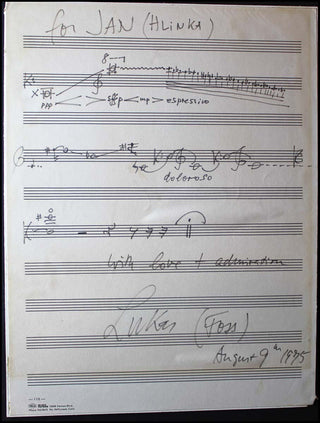 [20th Century Composer Musical Quotations] Foss, Lukas. (1922 - 2009) Autograph Musical Quotation