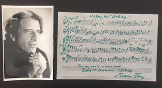 Foss, Lukas. (1922–2009) Brass Quintet - Autograph Musical Quotation with Birthday Greeting