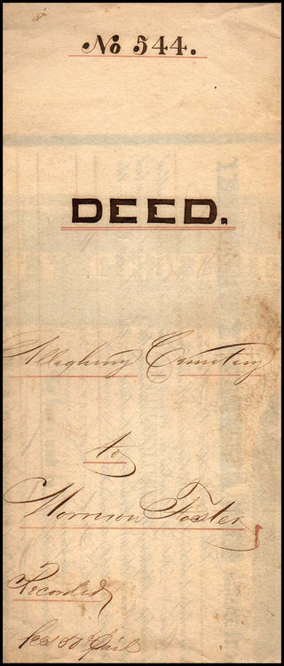 [Foster, Stephen Collins. (1828-1864)] Allegheny Cemetary Burial Deed and Ephemera