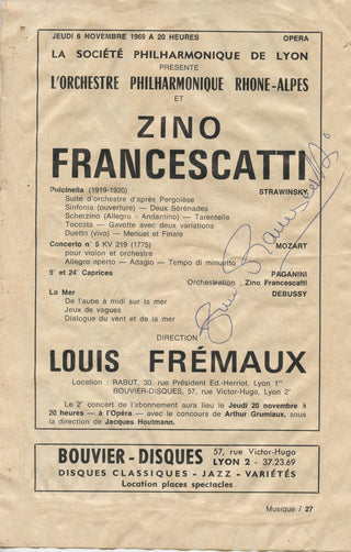 Francescatti, Zino. (1902–1991) Signed Program