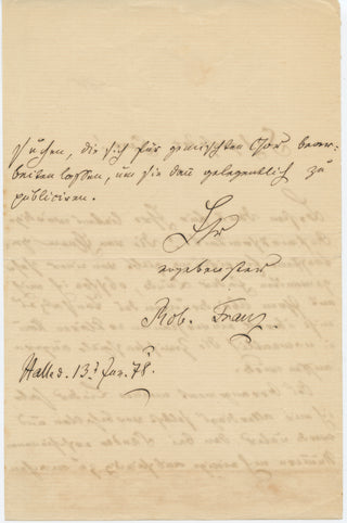 Franz, Robert. (1815–1892) Autograph Letter Signed