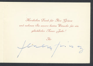 Fricsay, Ferenc. (1914–1963) Signed New Year's Card