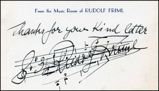 Friml, Rudolf. (1879 - 1972) Autograph Musical Quotation