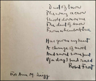 Frost, Robert. (1874 - 1963) "Dust of Snow" -  Autograph Signed Poem in 'Selected Poems'