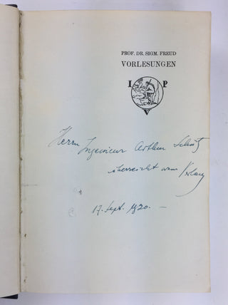 Freud, Sigmund. (1856–1939) [Anna Freud. (1895 - 1982)] Vorlesungen zur Einführung in die Psychoanalyse [...] - PRESENTATION COPY FROM THE PUBLISHER