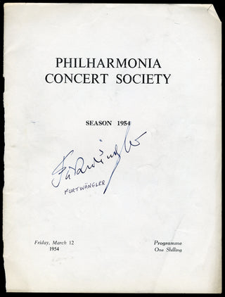 Furtwängler, Wilhelm. (1886-1954) Signed 1954 Program Cover