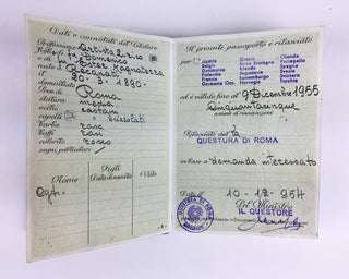 Gigli, Beniamino. (1890–1957) Stamped Passport from his Farewell Tour