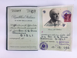 Gigli, Beniamino. (1890–1957) Stamped Passport from his Farewell Tour