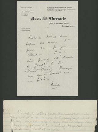 Gandhi, Mohandas Karamchand. (1869 - 1948) Autograph Note