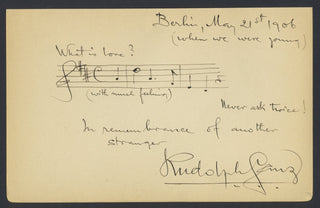 Ganz, Rudolph. (1877–1972) "What is Love?" - Autograph Musical Quotation