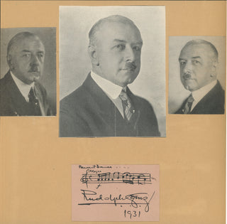 Ganz, Rudolph. (1877–1972) Autograph Musical Quotation Signed with Photographs