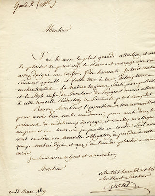 Gardel, Pierre. (1758 - 1840) Autograph Letter Signed