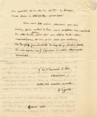 Gardel, Pierre. (1758 - 1840) Autograph Letter Signed