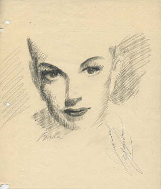 Garland, Judy. (1922–1969) [Buda, Janos. (1919-2005)] Signed Original Portrait Drawing, 1961