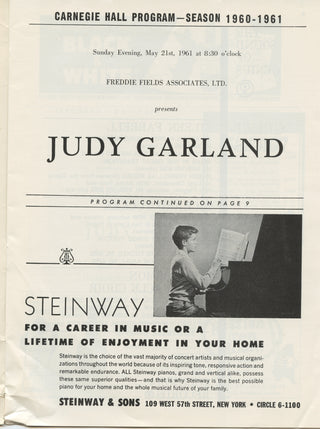 Garland, Judy. (1922–1969) Five Concert Programs