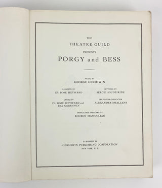 Gershwin, George. (1898–1937) Porgy and Bess