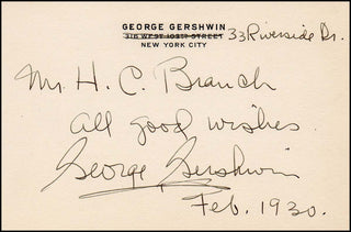 Gershwin, George. (1898–1937) Autograph Signature