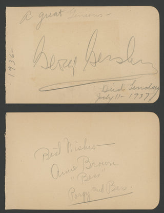 Gershwin, George. (1898–1937) & Brown, Anne. (1912–2009) Autograph Signatures from 1936 Porgy & Bess Production