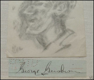 Gershwin, George. (1898–1937) Original Self-Portrait Drawing and Autograph Signature