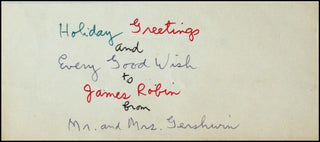 Gershwin, Ira. (1896–1983) Colorful Handwritten Holiday Greetings