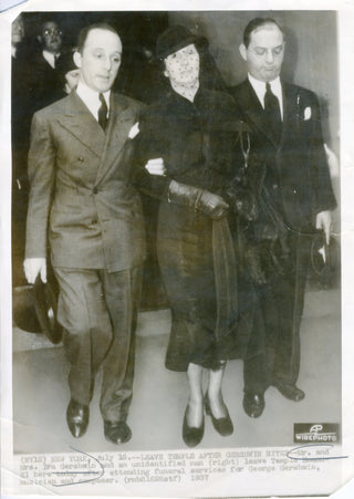 [Gershwin, George. (1898–1937)] Gershwin, Ira. (1896–1983) Leaving Gershwin's Funeral - 1937 Press Photograph