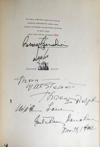 Gershwin, George. (1898–1937) George Gershwin's Song-book, SIGNED