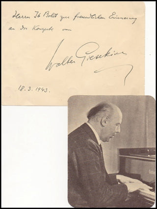 Gieseking, Walter. (1895-1956) Autograph Signature.