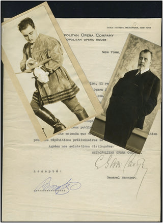 Gigli, Beniamino. (1890-1957) &amp; Gatti-Casazza, Giulio. (1869-1940) Original 1922 Metropolitan Opera Contract