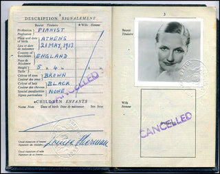 Bachauer, Gina. (1913–1976) Signed Passport