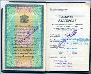 Bachauer, Gina. (1913–1976) Signed Passport