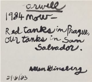 Ginsberg, Allen. (1926–1997) Orwell 1984: Four Calligraphic Autograph Manuscripts