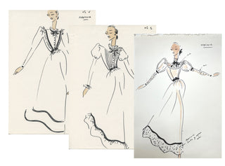 Givenchy, Hubert de. (1927–2018) [Maximova, Ekaterina Sergeyevna. (1939 - 2009)] "The Garden of Villandry" - 3 Original Costume Designs for Bolshoi Production