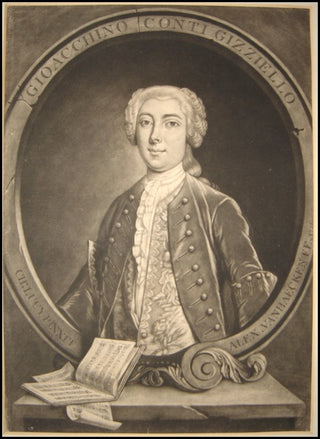 [Castrati] Conti, Gioacchino "Gizziello." (1714 - 1761) Original 1736 Mezzotint Portrait