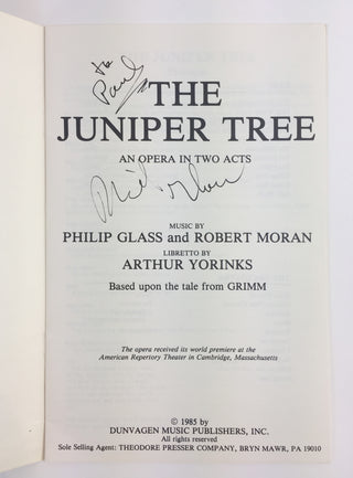 Glass, Philip. (b. 1937) "The Juniper Tree" - Signed Libretto